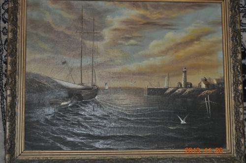 CRAZY START R1 !!!! BEAUTIFUL OLD DUTCH OIL ON BOARD HARBOUR SCENE
