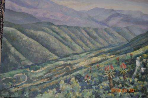 OIL ON BOARD !!!  BY THELMA MALYON - TITLE: ROAD TO DIE HEL