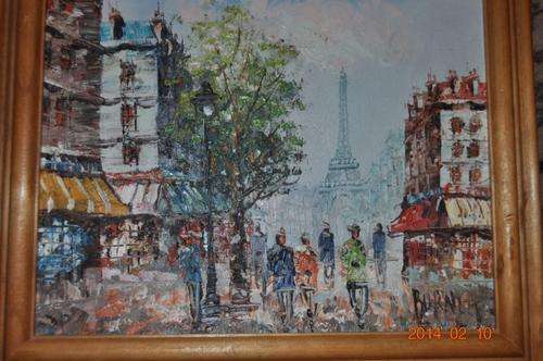 SWEET!!!PARIS SCENE OIL ON BOARD BY BURNETT
