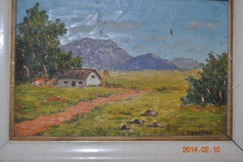 JG DAVIES OIL ON BOARD "CAPE SCENE"