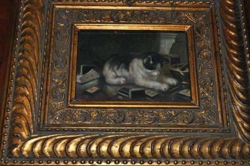 AMAZING!!! REAL 19 CENTURY OIL ON BOARD"CAT"