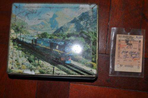 VERY RARE!!! BLUE TRAIN TIN AND BLUE TRAIN TICKET