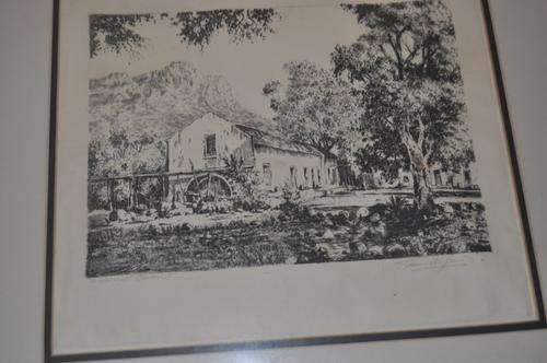 GREAT ETCHING BY TINUS DE JONGH,SIGNED,PROOF STAMP