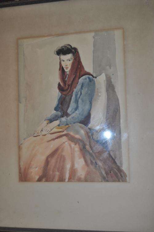 GORGEOUS WC PORTRAIT OF WOMAN,SIGNED BYRD AND DATED 1943