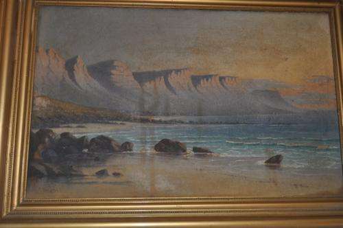 OLD OIL ON BOARD,SEA SCAPE,APOSTLES NEAR CAMPS BAY,SIGNED