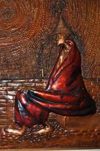 AMAZING!!! FAMOUS NERINE DESMOND COPPER RELIEF OF BASUTO MAN