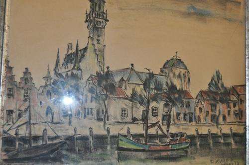 FANTASTIC INVESTMENT!!!! ORIGINAL MIXED MEDIA ON BY RAYMOND KIMPE(DUTCH, 1885-1970),VALUE R30.000!!!