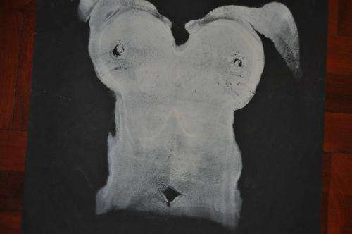 ORIGINAL ACRYLIC ON BLACK PAPER-FEMALE TORSO