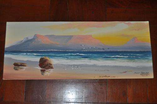 AMAZING ORIGINAL ACRYLIC BY H.ANDERSON "SUNSET TABLE BAY"