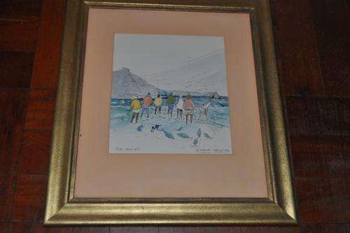 ORIGINAL WC BY S.A.ARTIST LORNA SKAIFE(b 1930-) " trek.hout bay"1986