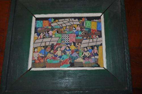 AMAZING BALINESE PAINTING-OIL ON CANVAS- MARKET SCENE FROM UBUD