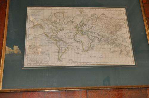 RARE!!! REAL ANTIQUE  MAP OF THE WORLD, BY  ROBERT DE VAUGONDY,1804,VALUE R2000