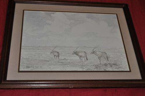 AMAZING ORIGINAL WC PAINTING BY FAMOUS S.A.ARTIST DAN DU TOIT,DATED 1995