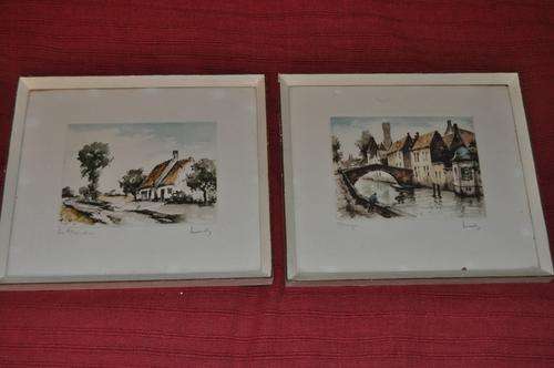 TWO SMALL FRAMED ETCHINGS,SIGNED BY ARTIST