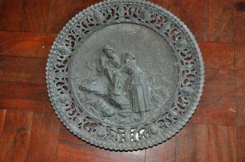 WOW!!! BIG ANTIQUE BRONZE DUTCH PLAQUE WITH GORGEOUS PATINA-HEAVY ONE!