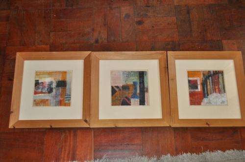 WOW!!! 3 ABSTRACT PAINTINGS OIL ON BOARD IN ONE LOT!!!