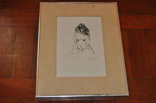 GORGEOUS INK DRAWING,FEMALE NUDE,SIGNED P.SAHRS