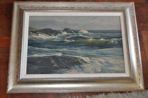 STUNNING OIL ON BOARD SEA SCAPE BY FAMOUS S.A.ARTIST HANNES MEINTJIES!!!!