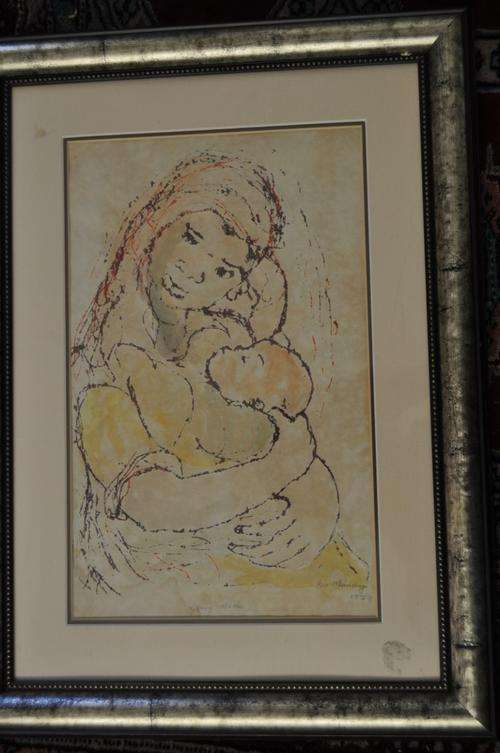 GREAT INVESTMENT!!!George MSIMANG (1948-2004),MIXED MEDIA,YONG MOTHER AND CHILD