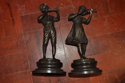 GORGEOUS PAIR OF BRONZE ITALIAN SCULPTURES,SIGNED LANCINI