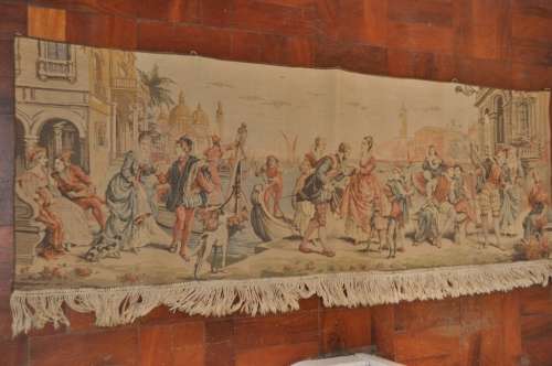 AWESOME VINTAGE BELGIUM TAPESTRY-WALL HANGING MEDIVAL SCENE