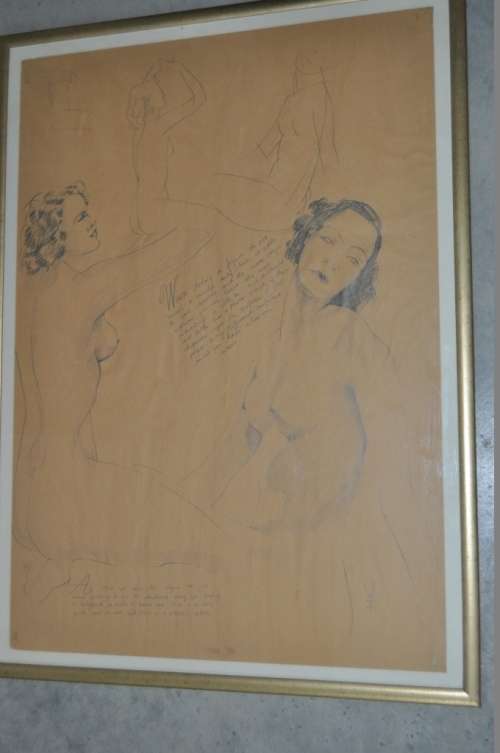 WOW!!! ORIGINAL NUDE DRAWING BY FAMOUS AMERICAN CARTOONIST WALTER FOSTER(1891-1981)