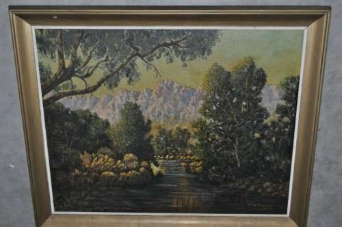 SUPERB!!! OIL ON BOARD FORREST SCENE BY W.C.SPARKS 1960