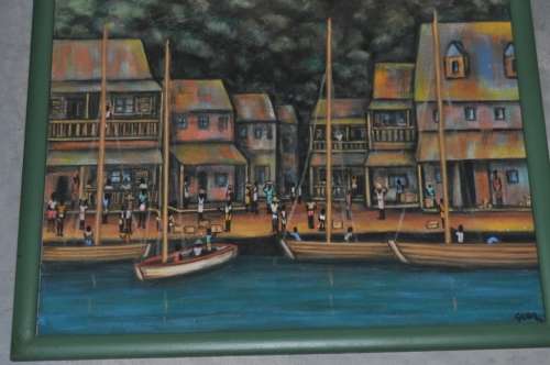 GORGEOUS OIL ON BOARD AFRICAN SCENE SIGNED BY ARTIST
