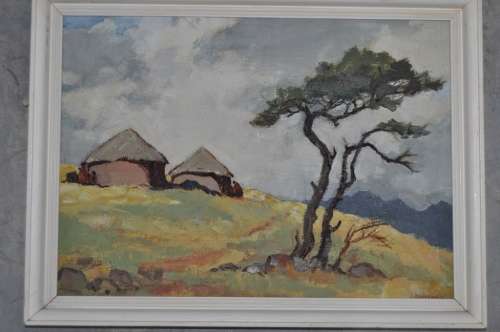 BEAUTIFUL OIL ON BOARD AFRICAN SCENE,VERY WELL DONE