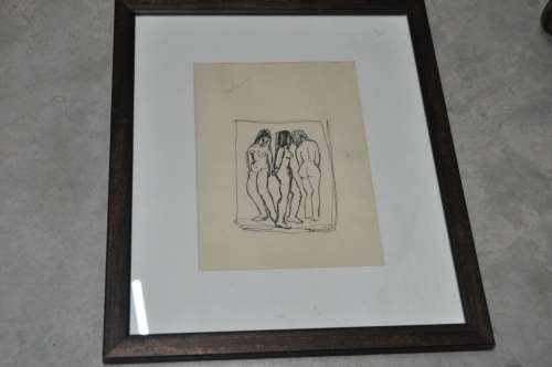 DAVID BOTHA(1921-1995) STUNNING MIXED MEDIA '3 NYMPHS"