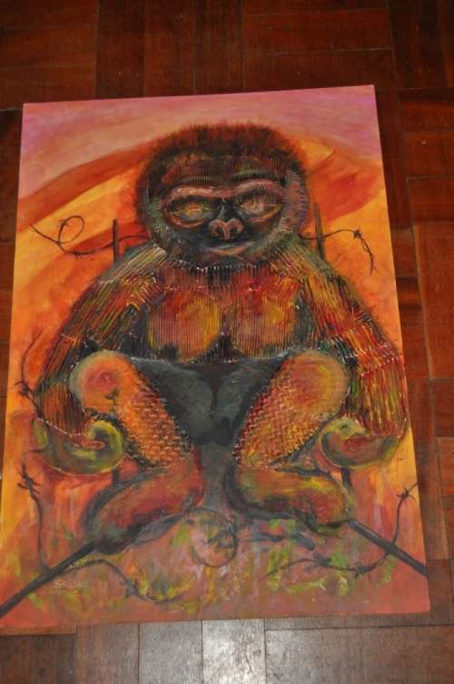 AWESOME ABSTRACT OIL ON BOARD SIGNED S.KIBEL