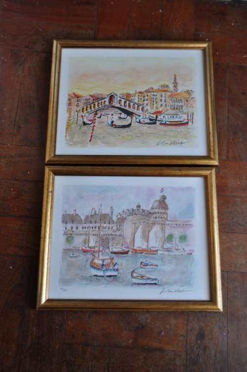 PAIR OF LITHOGRAPHS BY HUCHET,SIGNED,NUMBERED,FRAMED