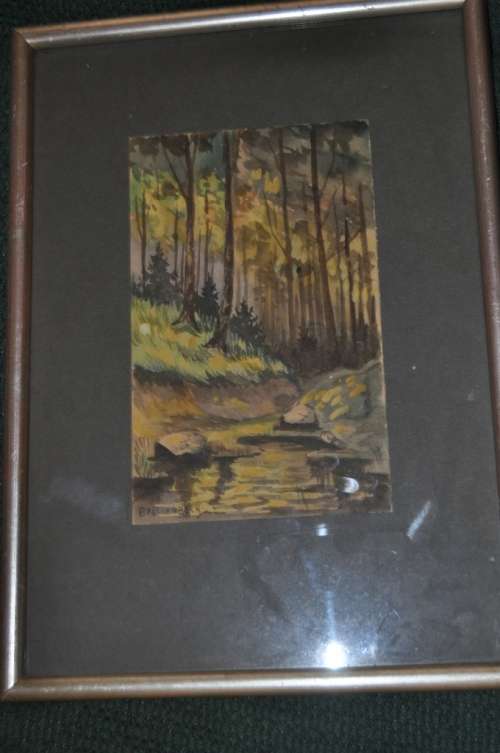 VINTAGE ORIGINAL WC,FORREST SCENE,SIGNED