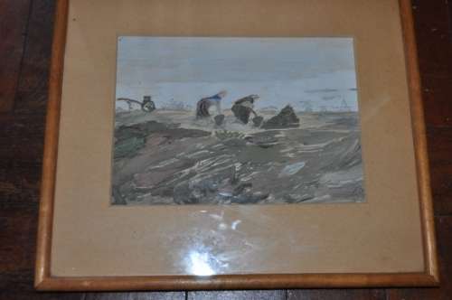 VINTAGE ACRYLIC  FARM SCENE ,SIGNED