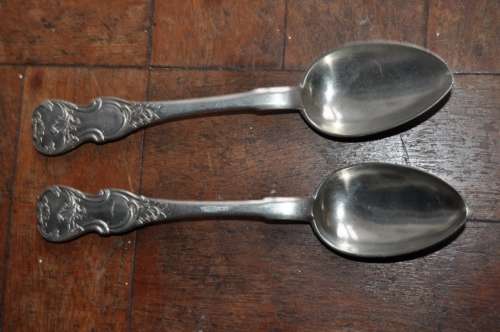 PAIR OF RUSSIAN BIG  SILVER SPOONS 173 GRAM