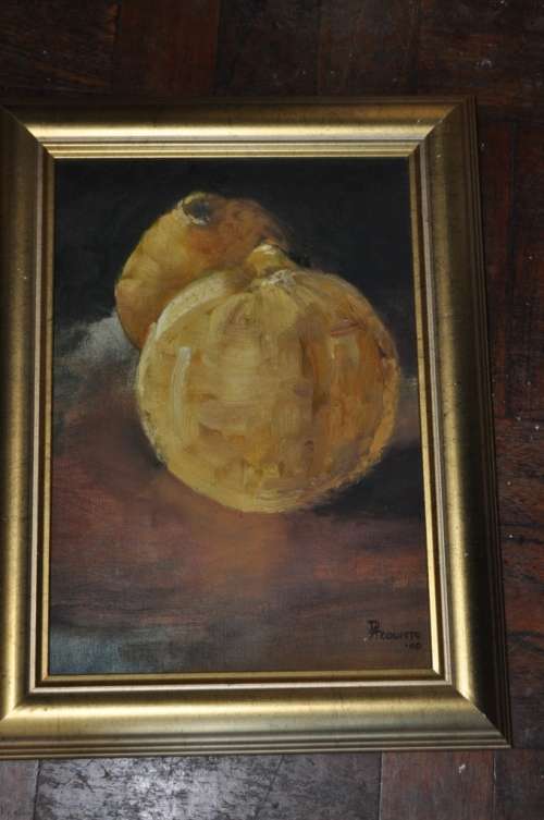 AWESOME STILL LIFE OIL ON BOARD D.ACQUISTO