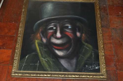 BLACK VELVET PAINTING-AFRICAN FACE,SIGNED BY ARTIST,VERY DECORATIVE