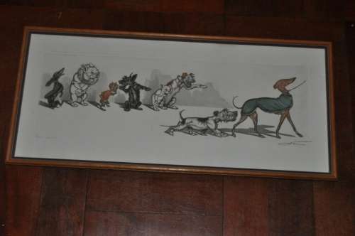 WOW!!! WOW!!! WOW!!! BORIS O'Klein  DOG ETCHING,SIGNED BY ARTIST-VERY RARE ,VALUE R6000!!!!