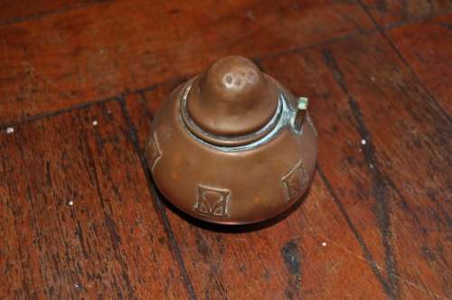 AWESOME COPPER ART NOUVEAU INKWELL