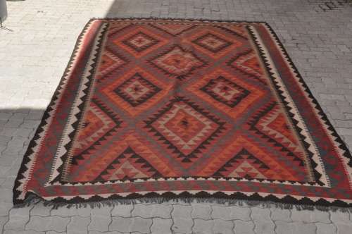 AWESOME BIG HANDMADE KELIM CARPET 202X310CM