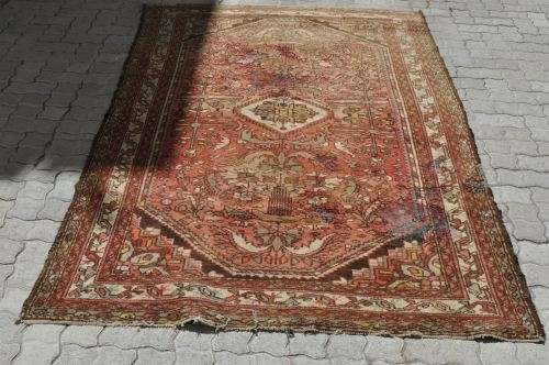WELL WORN AWESOME PERSIAN HANDMADE CARPET-145X233CM