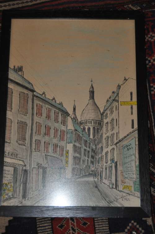 ORIGINAL MIXED MEDIA,FRENCH SCENE BY XAVIER(?) LANGLAIS