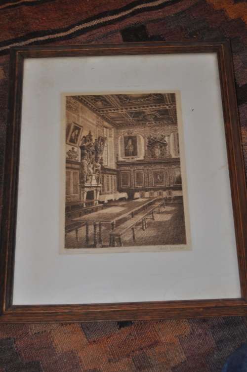 J.R.HUTCHINSON-XIX CENTURY FRAMED ETCHING,SIGNED BY ARTIST