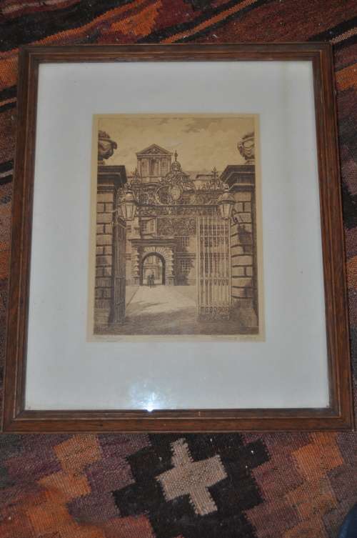 J.R.HUTCHINSON-XIX CENTURY FRAMED ETCHING,SIGNED BY ARTIST