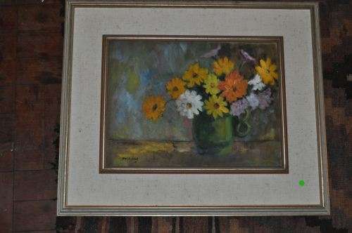 BEE LIPSETT.OIL ON BOARD,STILL LIFE