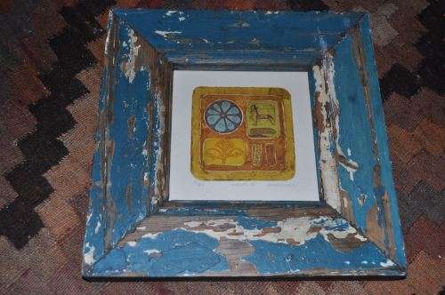 ETCHING TITELED HUELLAS IV,SIGNED BY ARTIST,NUMBERED,IN RUSTIC FRAME