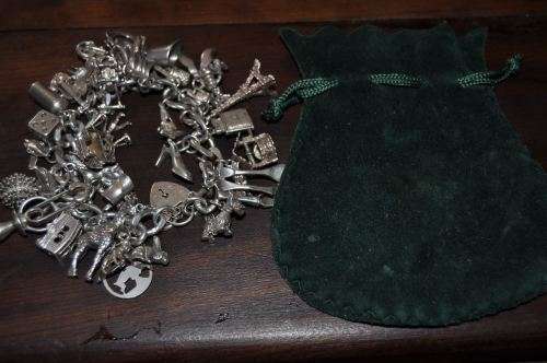 WOW!! WOW!!! STERLING SILVER HUGE CHARM BRACELET 44 CHARMS -120 GRAM