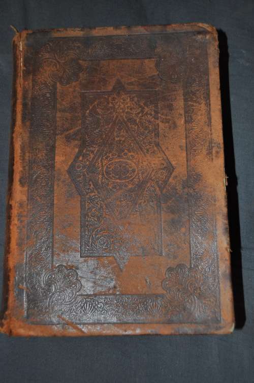 HOLY BIBLE LEATHER COVER,DATED 1877 IN GOOD CONDITION