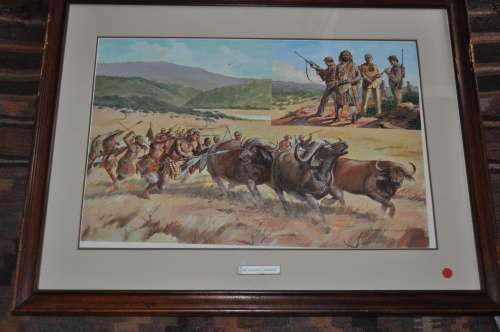 WOW!!! BEN BARRETT"THE HUNTING CEREMONY" STUNNING ACRYLIC OF FAMOUS ARTIST-AMAZING DETAILES