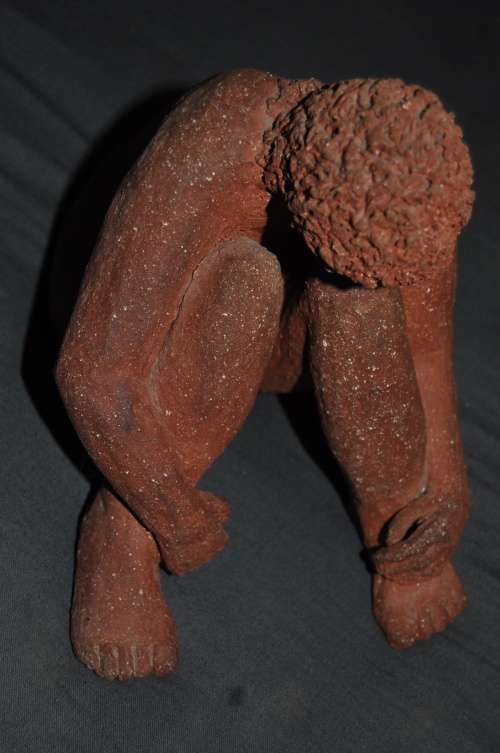 SUPERB!!! CLAY FIGURINE ,SIGNED BY ARTIST "JB"